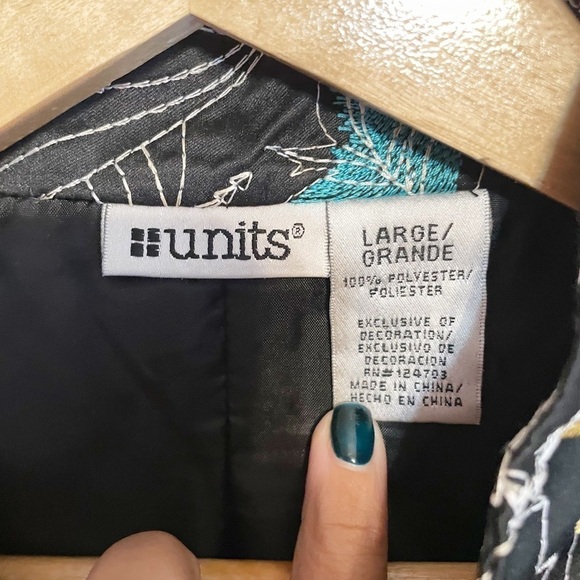 Units Y2K Retro Vintage Black Floral Blazer Size Large - Picture 2 of 5